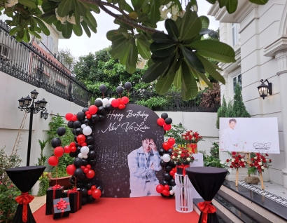 Decor sinh nhật tông đen, đỏ